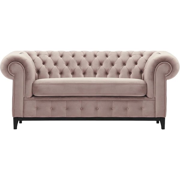 Canapé deux places Chesterfield Grand, lila/rose - Velluto 14, Couleur des pieds: Noir