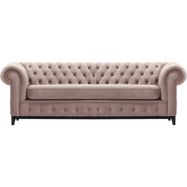 Canapé trois places Chesterfield Grand, lila/rose - Velluto 14, Couleur des pieds: Noir