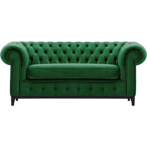 Canapé deux places Chesterfield Grand, vert foncé - Velluto 10, Couleur des pieds: Noir
