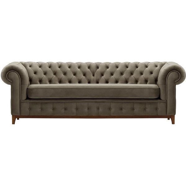 Canapé trois places Chesterfield Grand, gris éléphant - Velluto 17, Couleur des pieds: aveo