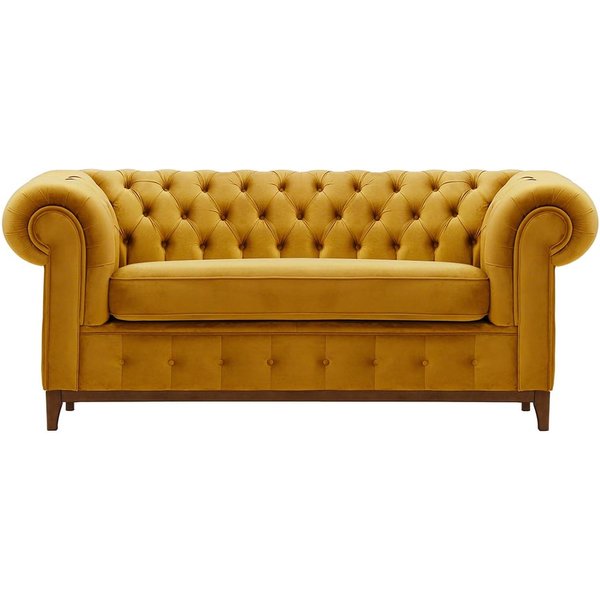 Canapé deux places Chesterfield Grand, moutarde - Velluto 8, Couleur des pieds: aveo