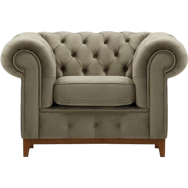 Fauteuil Chesterfield Grand, beige - Velluto 3, Couleur des pieds: aveo