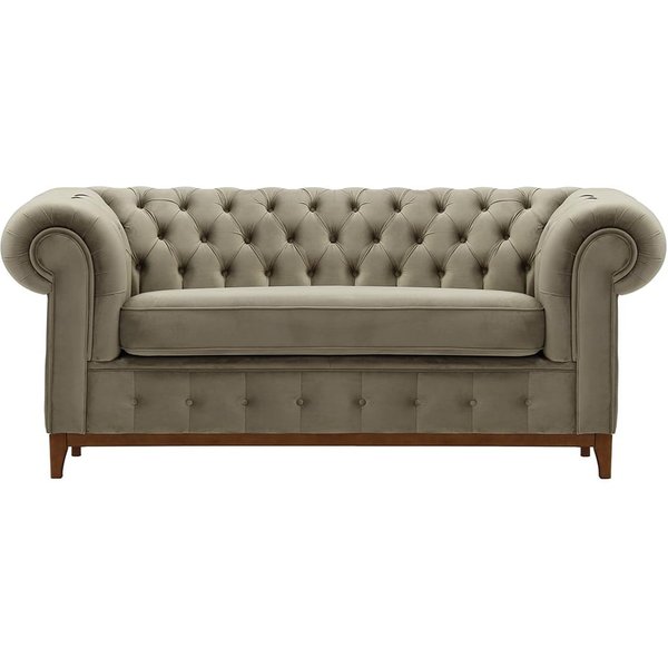 Canapé deux places Chesterfield Grand, beige - Velluto 3, Couleur des pieds: aveo