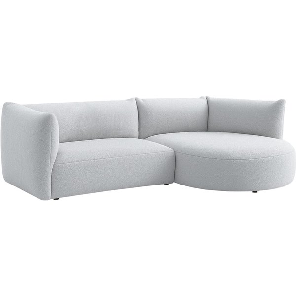 Canapé d’angle droit Mollo moderne avec module ovale, Teddy dove - gris clair
