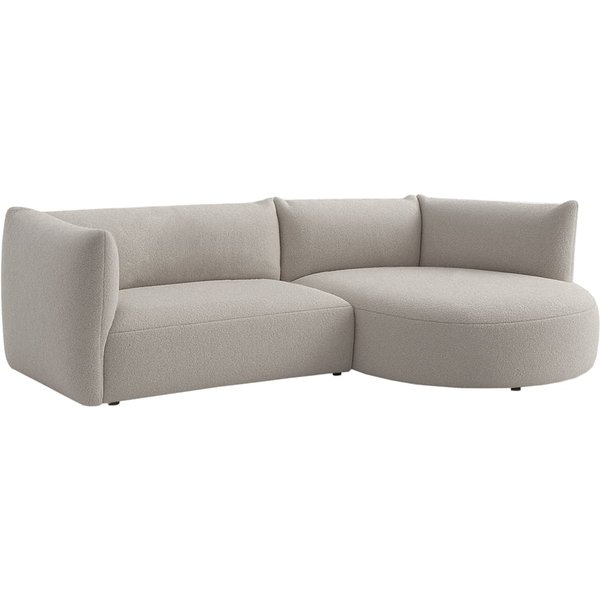 Canapé d’angle droit Mollo moderne avec module ovale, Teddy mink - gris beige