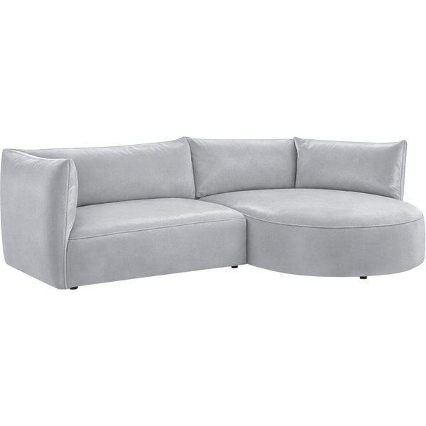 Canapé d’angle droit Mollo moderne avec module ovale, gris clair - Velluto 15