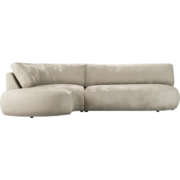Canapé d’angle gauche minimaliste Ace à forme arrondie, beige clair - Velluto 2