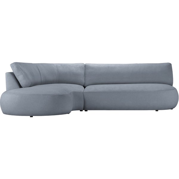 Canapé d’angle gauche minimaliste Ace à forme arrondie, Wind 89 - gris cendré