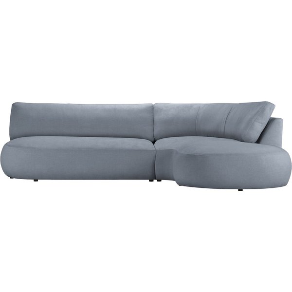 Canapé d’angle droit minimaliste Ace à forme arrondie, Wind 89 - gris cendré