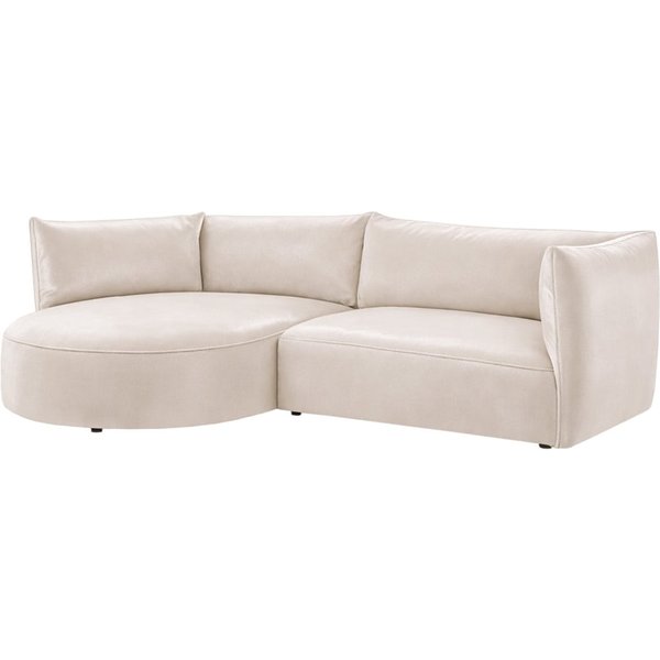 Canapé d’angle gauche Mollo moderne avec module ovale, beige clair - Velluto 2