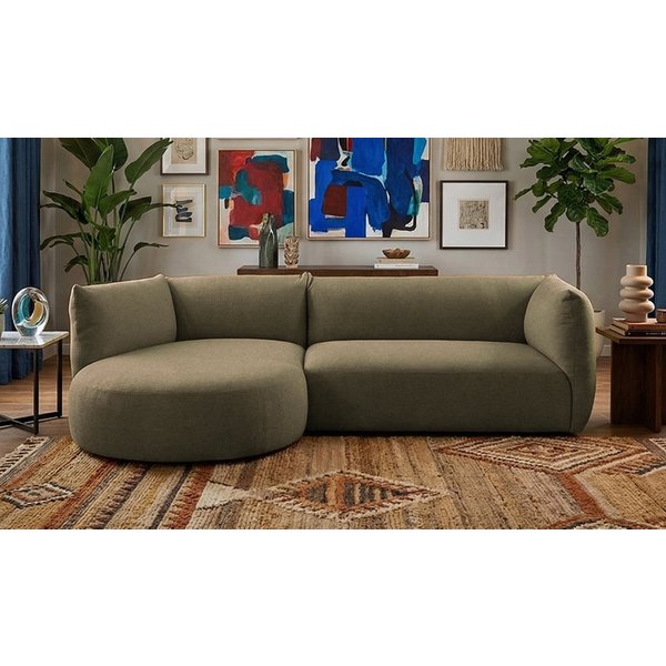 Canapé d’angle gauche Mollo moderne avec module ovale, Wind 38 - olive