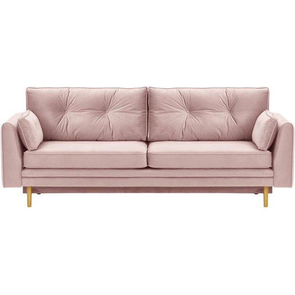 Canapé convertible avec coffre de rangement Amelia, lila/rose - Velluto 14, Couleur des pieds: Chêne clair
