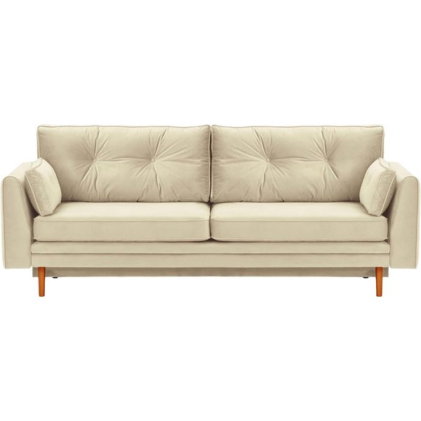 Canapé convertible avec coffre de rangement Amelia, beige clair - Velluto 2, Couleur des pieds: aveo