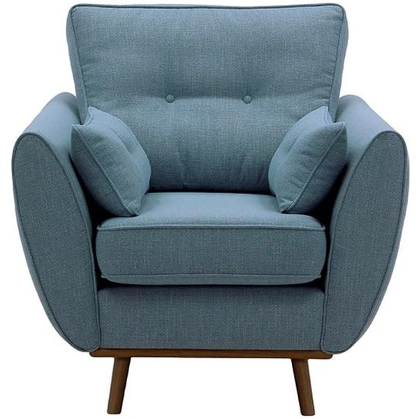 Fauteuil Zinola, bleu - Ronda 79, Couleur des pieds: Chêne foncé