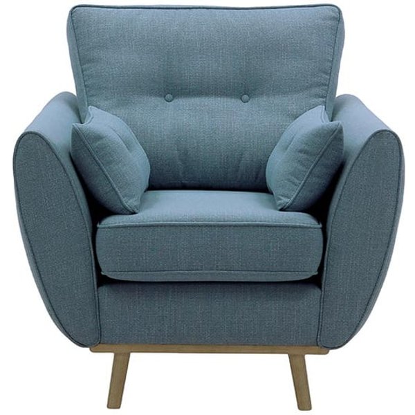 Fauteuil Zinola, bleu - Ronda 79, Couleur des pieds: Noir wax