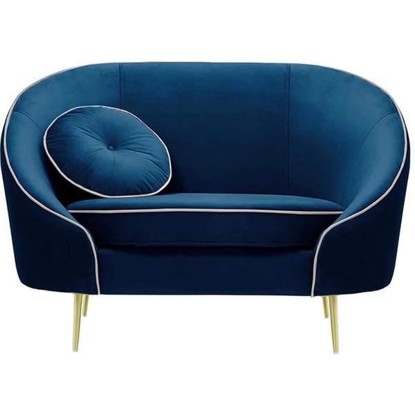 Fauteuil Kooper, bleu - Velluto 11, Couleur des pieds: Métal doré