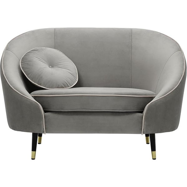 Fauteuil Kooper, gris clair - Velluto 15, Couleur des pieds: Noir avec pourtour doré