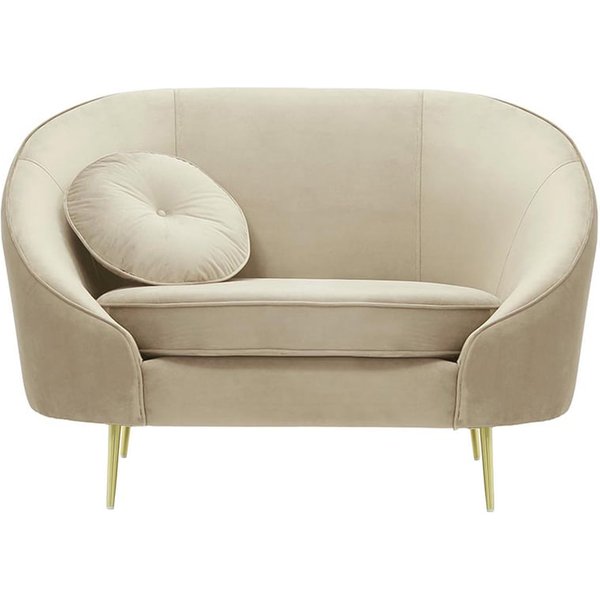 Fauteuil Kooper, beige clair - Velluto 2, Couleur des pieds: Métal doré