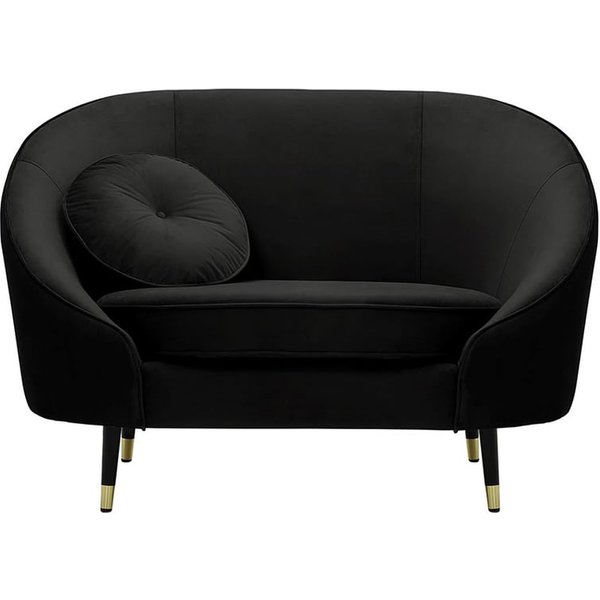 Fauteuil Kooper, noir - Velluto 20, Couleur des pieds: Noir avec pourtour doré