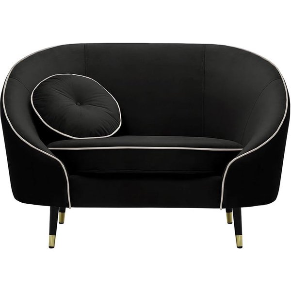 Fauteuil Kooper, noir - Velluto 20, Couleur des pieds: Noir avec pourtour doré