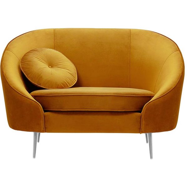 Fauteuil Kooper, moutarde - Velluto 8, Couleur des pieds: Métal chromé