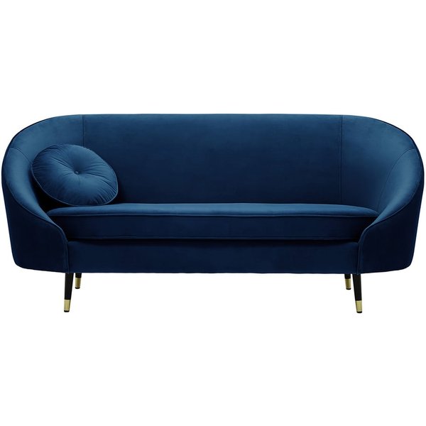 Canapé 2,5 places Kooper, bleu - Velluto 11, Couleur des pieds: Noir avec pourtour doré