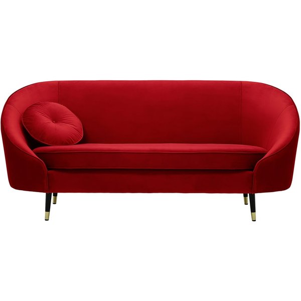 Canapé 2,5 places Kooper, rouge - Velluto 7, Couleur des pieds: Noir avec pourtour doré