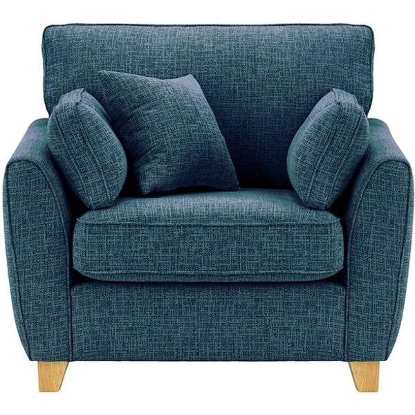 Fauteuil James, Vitolini 335-0722 - Bleu Marine, Couleur des pieds: Chêne clair