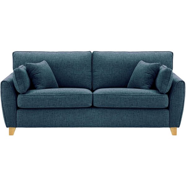Canapé James trois places, Vitolini 335-0722 - Bleu Marine, Couleur des pieds: Chêne clair