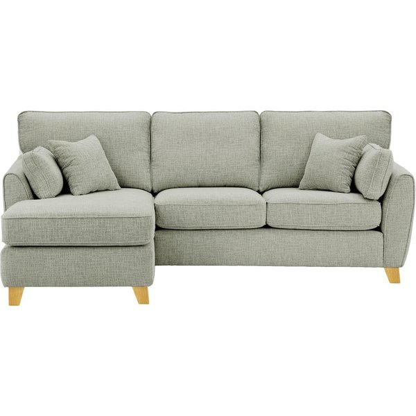 Canapé d’angle gauche James, Vitolini 335-0723 - Gris Clair, Couleur des pieds: Chêne clair