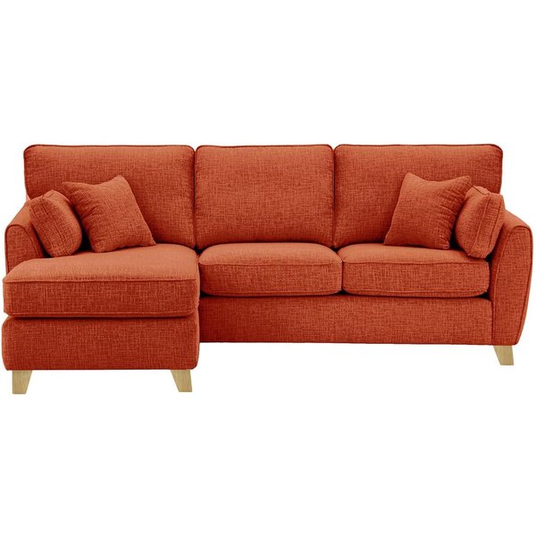 Canapé d’angle gauche James, Vitolini 337-0706 - Terracota, Couleur des pieds: Noir wax