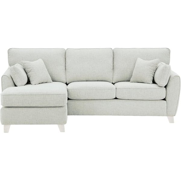 Canapé d’angle gauche James, Vitolini 361-0104 - Blanc, Couleur des pieds: Blanc