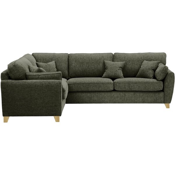 Grand canapé d’angle gauche James, Vitolini 097-1714 - Gris, Couleur des pieds: Noir wax