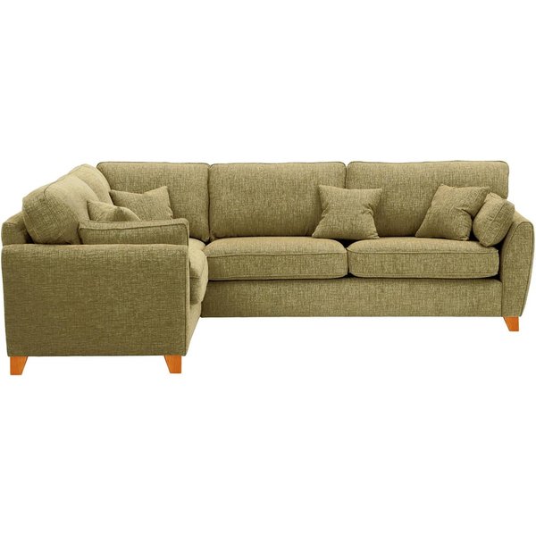 Grand canapé d’angle gauche James, Vitolini 256-0624 - Marron Clair, Couleur des pieds: aveo