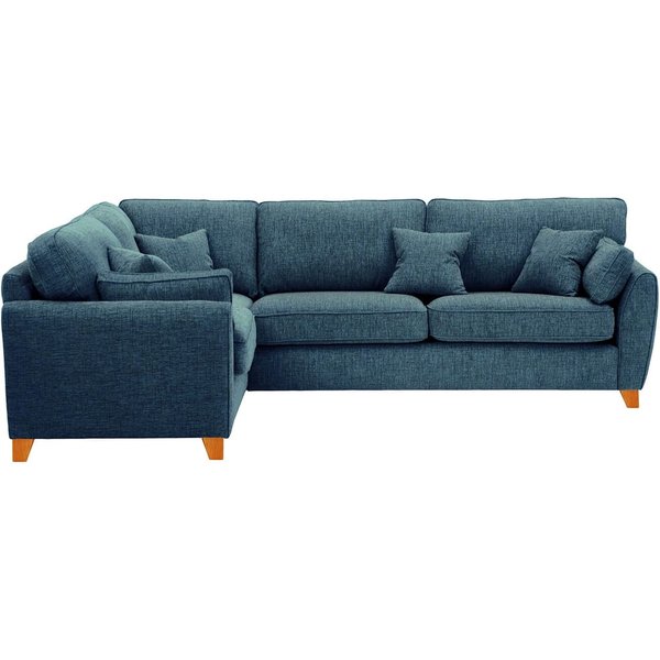 Grand canapé d’angle gauche James, Vitolini 335-0722 - Bleu Marine, Couleur des pieds: aveo
