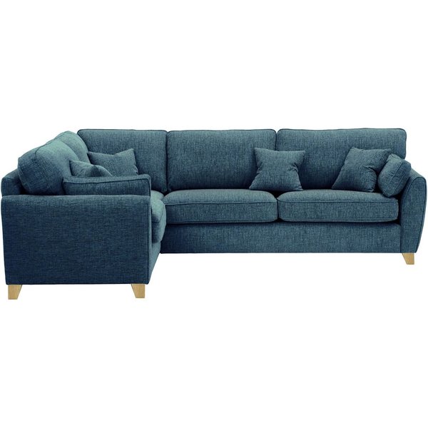 Grand canapé d’angle gauche James, Vitolini 335-0722 - Bleu Marine, Couleur des pieds: Noir wax