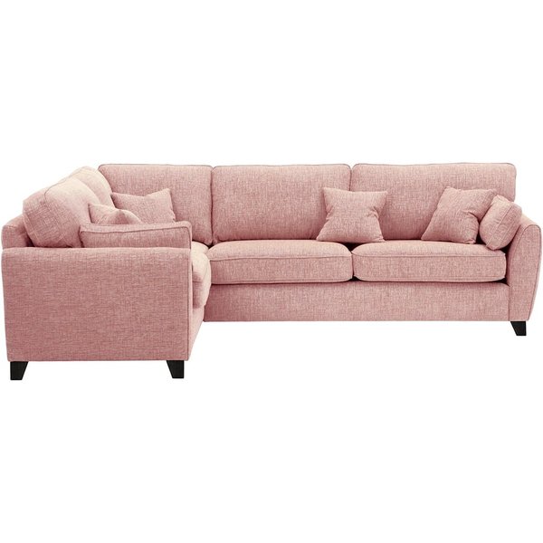 Grand canapé d’angle gauche James, Vitolini 336-1036 - Rose, Couleur des pieds: Noir
