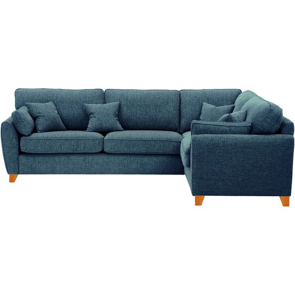 Grand canapé d’angle droit James, Vitolini 335-0722 - Bleu Marine, Couleur des pieds: aveo