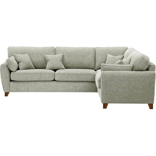 Grand canapé d’angle droit James, Vitolini 335-0723 - Gris Clair, Couleur des pieds: Chêne foncé