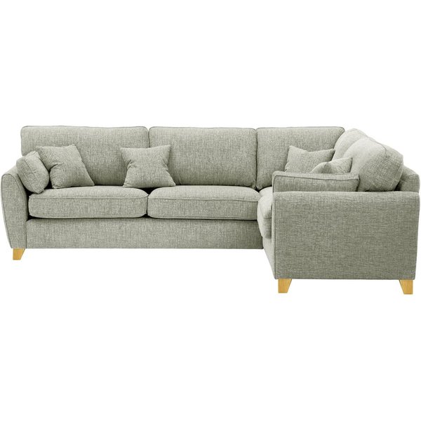 Grand canapé d’angle droit James, Vitolini 335-0723 - Gris Clair, Couleur des pieds: Chêne clair