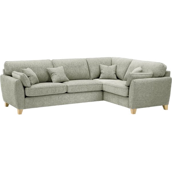 Grand canapé d’angle droit James, Vitolini 335-0723 - Gris Clair, Couleur des pieds: Noir wax
