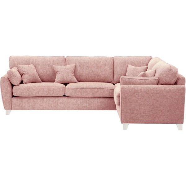 Grand canapé d’angle droit James, Vitolini 336-1036 - Rose, Couleur des pieds: Blanc
