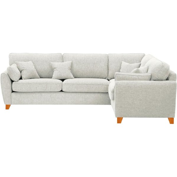Grand canapé d’angle droit James, Vitolini 361-0104 - Blanc, Couleur des pieds: aveo