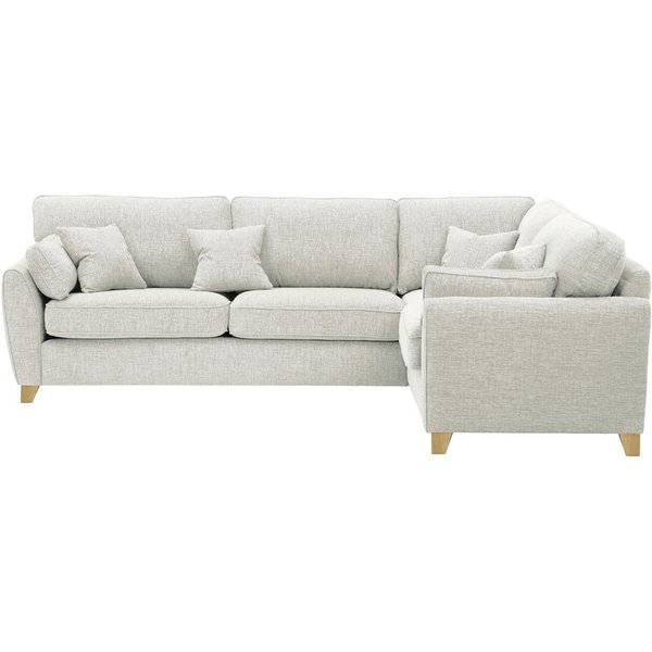 Grand canapé d’angle droit James, Vitolini 361-0104 - Blanc, Couleur des pieds: Noir wax