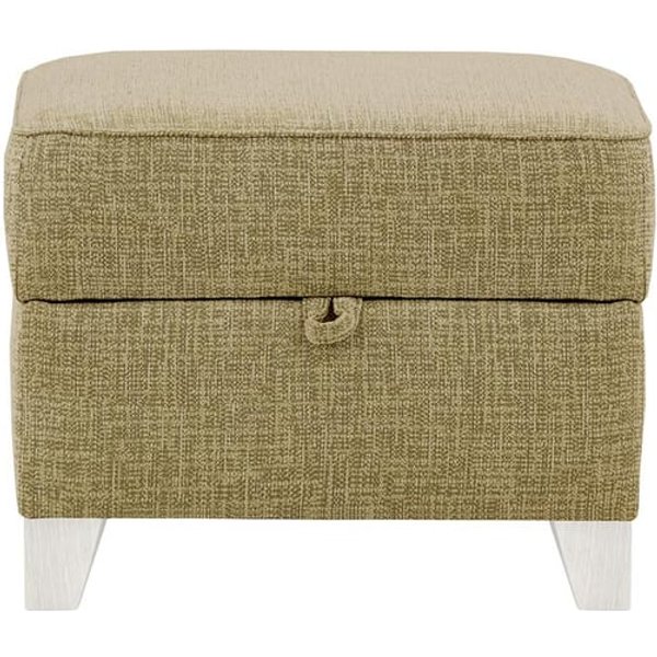 Pouf avec rangement James, Vitolini 256-0624 - Marron Clair, Couleur des pieds: Blanc