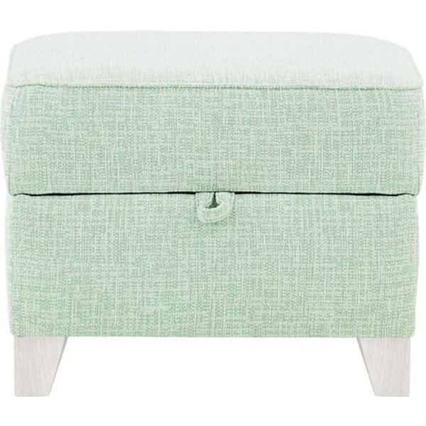 Pouf avec rangement James, Vitolini 336-1037 - Mentholée, Couleur des pieds: Blanc