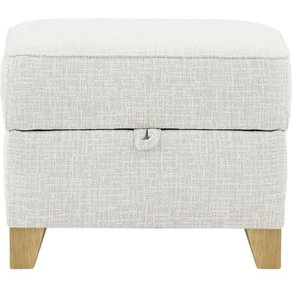 Pouf avec rangement James, Vitolini 361-0104 - Blanc, Couleur des pieds: Noir wax