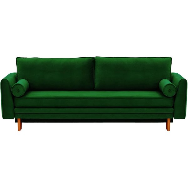 Canapé convertible avec coffre de rangement Boris, vert foncé - Velluto 10, Couleur des pieds: aveo
