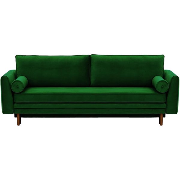 Canapé convertible avec coffre de rangement Boris, vert foncé - Velluto 10, Couleur des pieds: Chêne foncé