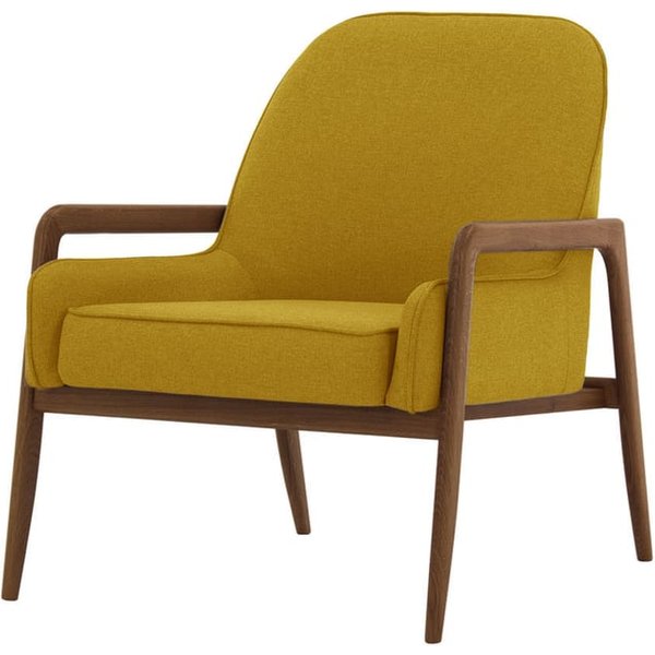 Fauteuil Turin, moutarde - Malmo 41, Couleur des pieds: Chêne foncé